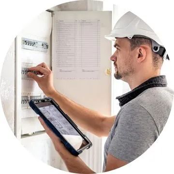 Equipamentos e ferramentas profissionais usados por eletricistas comerciais